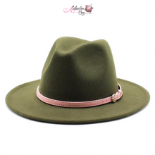 Load image into Gallery viewer, AHEAD Of Them ALL- Fedora Hats 🎩 w/ Pink Leather Belt Buckle - Alabaster Box Boutique