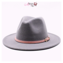 Load image into Gallery viewer, AHEAD Of Them ALL- Fedora Hats 🎩 w/ Pink Leather Belt Buckle - Alabaster Box Boutique