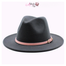 Load image into Gallery viewer, AHEAD Of Them ALL- Fedora Hats 🎩 w/ Pink Leather Belt Buckle - Alabaster Box Boutique