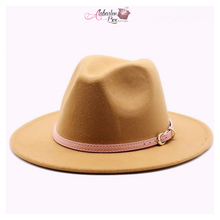 Load image into Gallery viewer, AHEAD Of Them ALL- Fedora Hats 🎩 w/ Pink Leather Belt Buckle - Alabaster Box Boutique