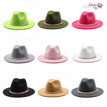 Load image into Gallery viewer, AHEAD Of Them ALL- Fedora Hats 🎩 w/ Pink Leather Belt Buckle - Alabaster Box Boutique