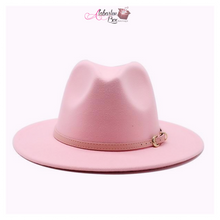 Load image into Gallery viewer, AHEAD Of Them ALL- Fedora Hats 🎩 w/ Pink Leather Belt Buckle - Alabaster Box Boutique