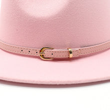 Load image into Gallery viewer, AHEAD Of Them ALL- Fedora Hats 🎩 w/ Pink Leather Belt Buckle - Alabaster Box Boutique