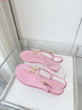 Load image into Gallery viewer, CC- Gold &amp; Pearl 💕🖤💛 Emblem Sandals - Alabaster Box Boutique
