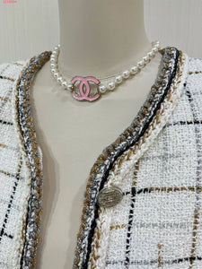 The PEARLfect ⚪️ Pink Double C Pearl Necklace