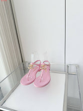 Load image into Gallery viewer, CC- Gold &amp; Pearl 💕🖤💛 Emblem Sandals - Alabaster Box Boutique
