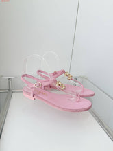 Load image into Gallery viewer, CC- Gold &amp; Pearl 💕🖤💛 Emblem Sandals - Alabaster Box Boutique