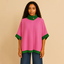 Load image into Gallery viewer, “Pretty Girl 💕💚 Plaid &amp; Solid Knit Ponchos” Pre-Order