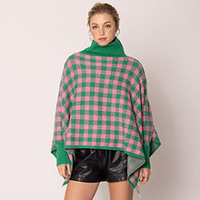 Load image into Gallery viewer, “Pretty Girl 💕💚 Plaid &amp; Solid Knit Ponchos” Pre-Order