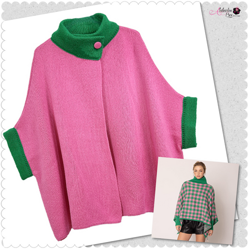 “Pretty Girl 💕💚 Plaid & Solid Knit Ponchos” Pre-Order