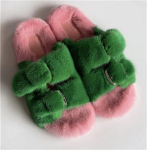 Load image into Gallery viewer, Pretty 💕💚 Plush Mink Home Slides
