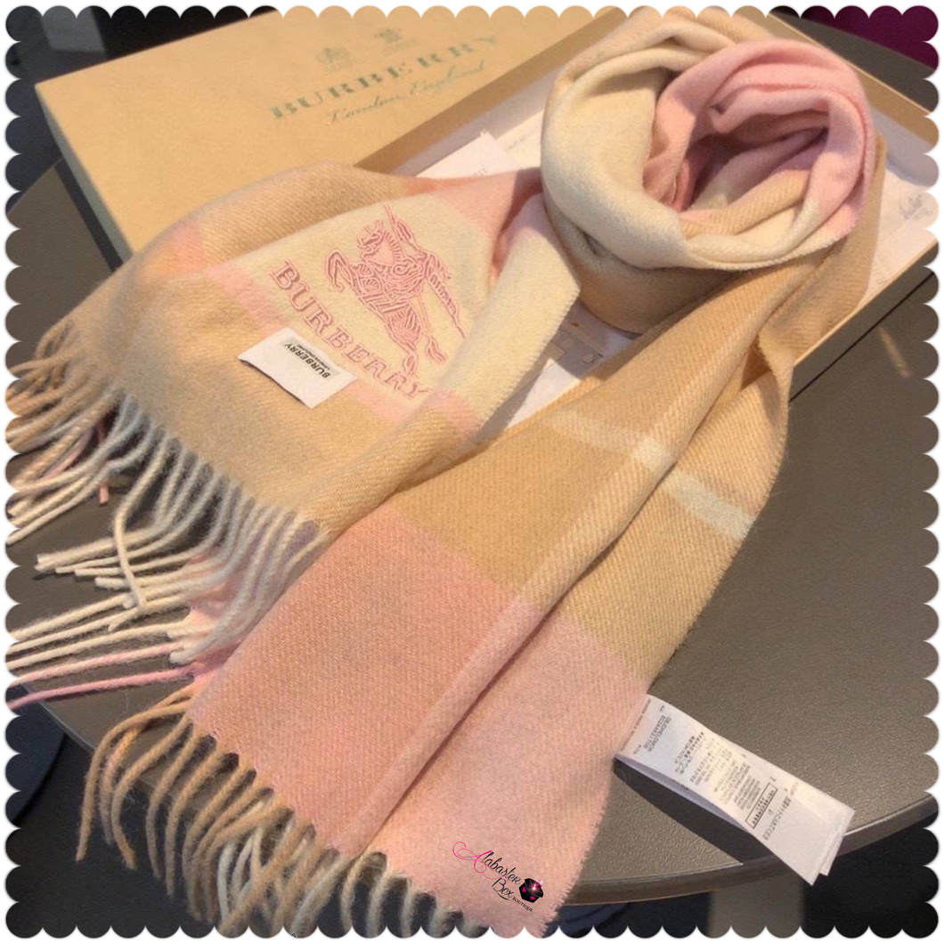 BB- Blush Pink ☺️ & Tan Cashmere Scarf