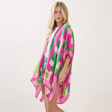Load image into Gallery viewer, “Pretty Girl Geo 💞💚 Light-Weight" Kimono Poncho - Alabaster Box Boutique