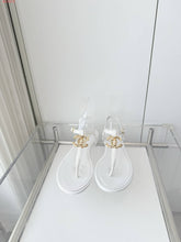 Load image into Gallery viewer, CC- Gold &amp; Pearl 💕🖤💛 Emblem Sandals - Alabaster Box Boutique