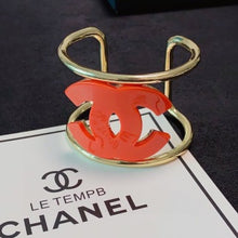 Load image into Gallery viewer, CC ⚪️ Open Cuff Gold Bracelet