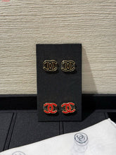 Load image into Gallery viewer, CC- Red ♥️ Black Stud Earrings