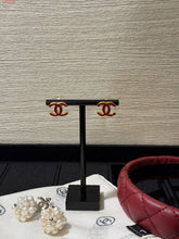 Load image into Gallery viewer, CC- Red ♥️ Black Stud Earrings