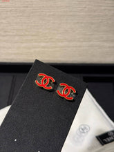 Load image into Gallery viewer, CC- Red ♥️ Black Stud Earrings
