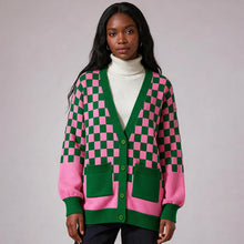 Load image into Gallery viewer, “Pretty Girl 💕💚 Checkered Cardigan”