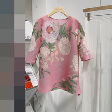 Load image into Gallery viewer, Chinese pleated 2024 spring/summer new  hot selling flower print ancient style design round neck lantern sleeves - Alabaster Box Boutique