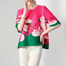 Load image into Gallery viewer, Wrinkle 2024 New Fashion Horizontal Fold Loose Versatile Top Printed High end Western Style T-shirt  women clothes - Alabaster Box Boutique