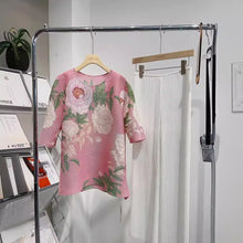 Load image into Gallery viewer, Chinese pleated 2024 spring/summer new  hot selling flower print ancient style design round neck lantern sleeves - Alabaster Box Boutique