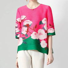 Load image into Gallery viewer, Wrinkle 2024 New Fashion Horizontal Fold Loose Versatile Top Printed High end Western Style T-shirt  women clothes - Alabaster Box Boutique