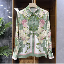 Load image into Gallery viewer, FANIECES 3XL Luxury Print Women Shirt Vintage Button Up Long Sleeve Blouses Office Turn Down Collar Satin Tops Блузки Ру - Alabaster Box Boutique