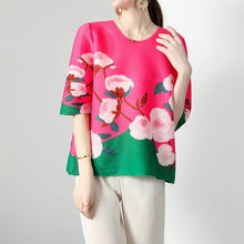 Load image into Gallery viewer, Wrinkle 2024 New Fashion Horizontal Fold Loose Versatile Top Printed High end Western Style T-shirt  women clothes - Alabaster Box Boutique
