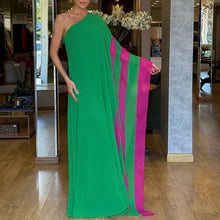 Load image into Gallery viewer, Boho Sexy One Shoulder Loose Maxi Dress Womens Spring Elegant Color Block Long Party Dress Summer Backless Hollow Vacation Dress - Alabaster Box Boutique