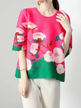 Load image into Gallery viewer, Wrinkle 2024 New Fashion Horizontal Fold Loose Versatile Top Printed High end Western Style T-shirt  women clothes - Alabaster Box Boutique