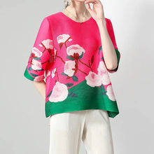 Load image into Gallery viewer, Wrinkle 2024 New Fashion Horizontal Fold Loose Versatile Top Printed High end Western Style T-shirt  women clothes - Alabaster Box Boutique