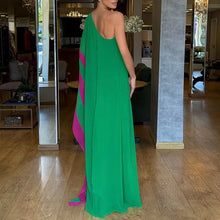 Load image into Gallery viewer, Boho Sexy One Shoulder Loose Maxi Dress Womens Spring Elegant Color Block Long Party Dress Summer Backless Hollow Vacation Dress - Alabaster Box Boutique