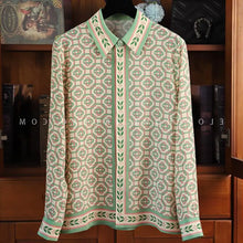 Load image into Gallery viewer, FANIECES 3XL Luxury Print Women Shirt Vintage Button Up Long Sleeve Blouses Office Turn Down Collar Satin Tops Блузки Ру - Alabaster Box Boutique