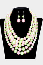 Load image into Gallery viewer, Sorority Row 💕💚❤️🤍 Necklace Set - Alabaster Box Boutique
