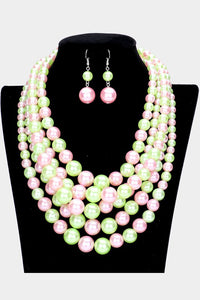 Sorority Row 💕💚❤️🤍 Necklace Set - Alabaster Box Boutique