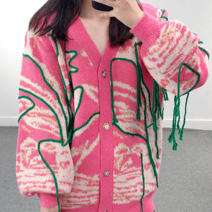 The “jAcKuArd Tassel 💕💚” Cardigan - Alabaster Box Boutique
