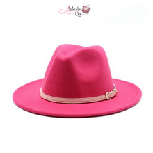 Load image into Gallery viewer, AHEAD Of Them ALL- Fedora Hats 🎩 w/ Pink Leather Belt Buckle - Alabaster Box Boutique
