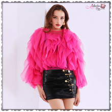 Load image into Gallery viewer, The &quot;Ruffling 💗⚫️ Around&quot; Blouse - Alabaster Box Boutique
