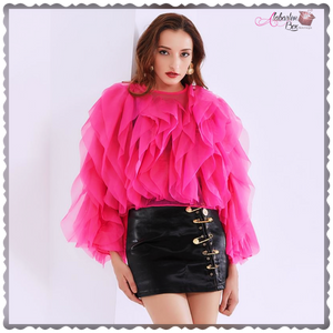 The "Ruffling 💗⚫️ Around" Blouse - Alabaster Box Boutique