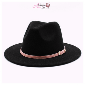 AHEAD Of Them ALL- Fedora Hats 🎩 w/ Pink Leather Belt Buckle - Alabaster Box Boutique
