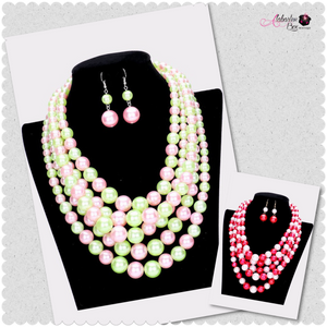 Sorority Row 💕💚❤️🤍 Necklace Set - Alabaster Box Boutique
