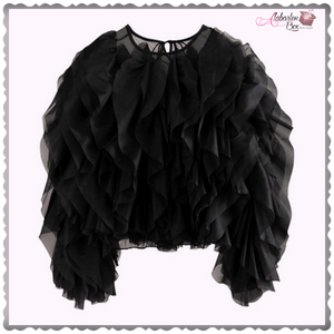 The "Ruffling 💗⚫️ Around" Blouse - Alabaster Box Boutique
