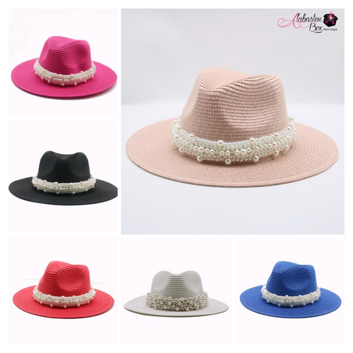 The PEARLfect Straw ⚪️ Fedora Hat - Alabaster Box Boutique