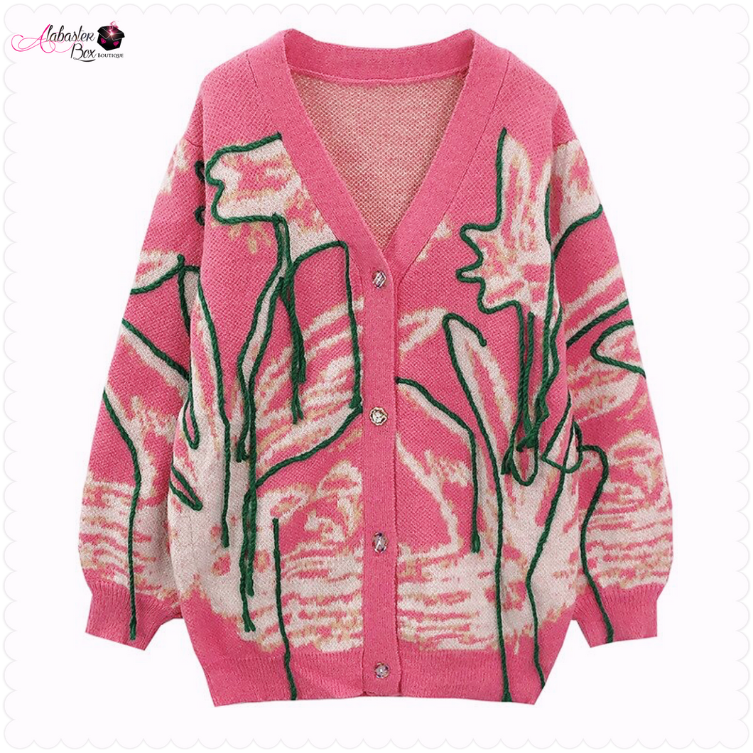The “jAcKuArd Tassel 💕💚” Cardigan - Alabaster Box Boutique