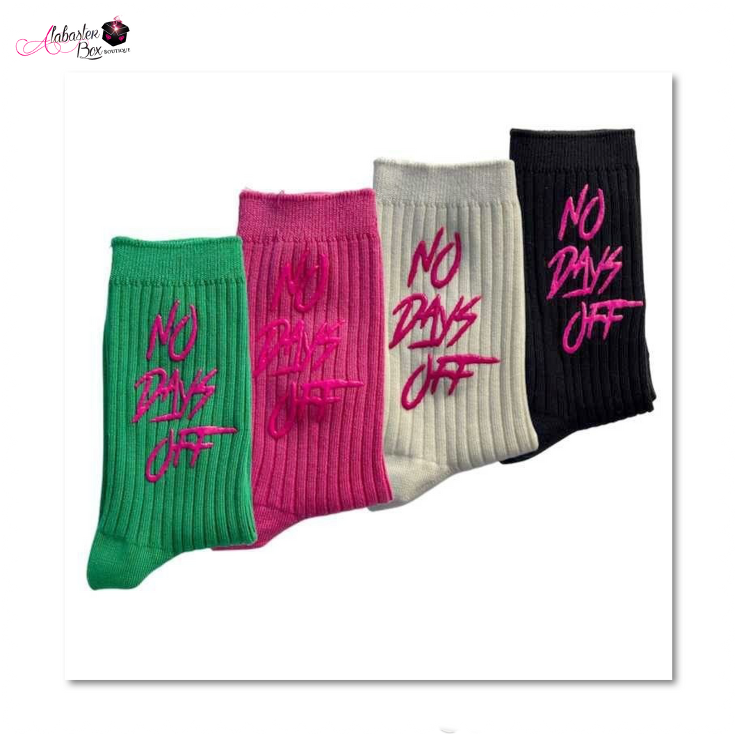 “No Days Off 💕💚” Socks