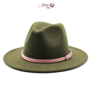 AHEAD Of Them ALL- Fedora Hats 🎩 w/ Pink Leather Belt Buckle - Alabaster Box Boutique