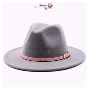 AHEAD Of Them ALL- Fedora Hats 🎩 w/ Pink Leather Belt Buckle - Alabaster Box Boutique