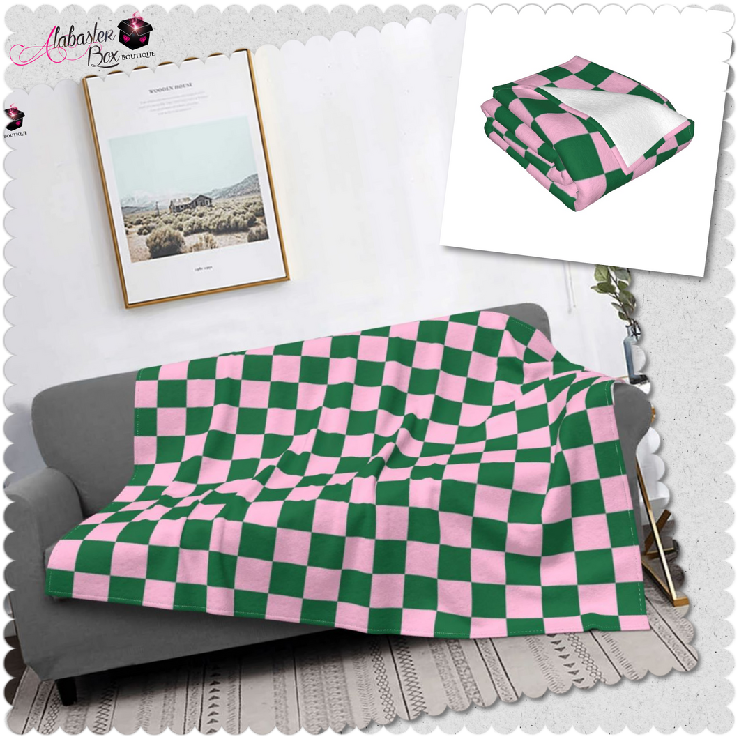 The “ChecAKAboard” 💕💚 Throw Blanket - Alabaster Box Boutique