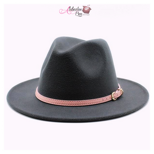 AHEAD Of Them ALL- Fedora Hats 🎩 w/ Pink Leather Belt Buckle - Alabaster Box Boutique
